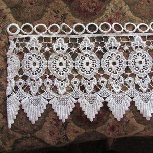 Vintage jcpenney crochet ivory valances (2) 12x37"